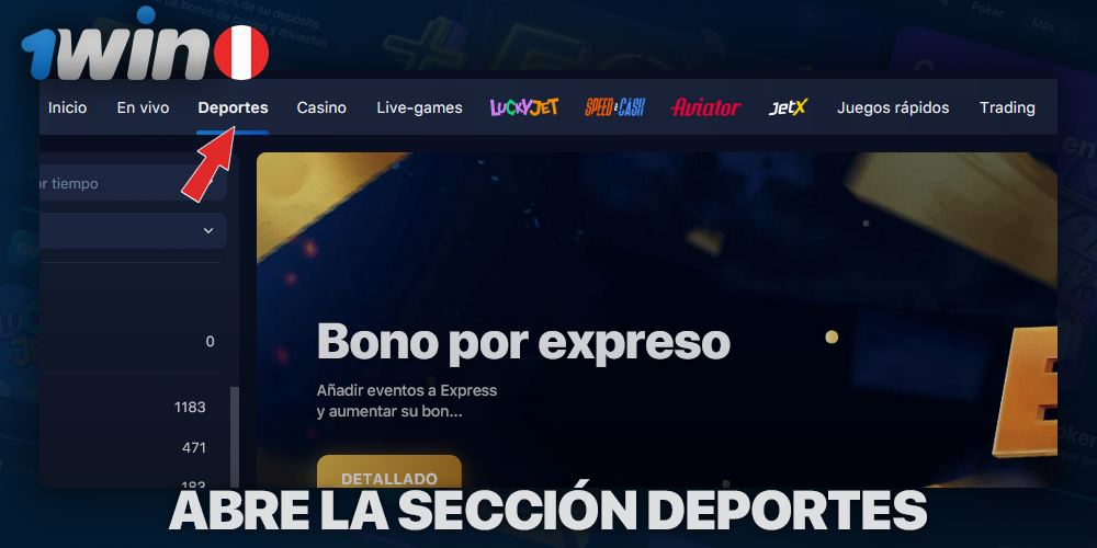 Sección de deportes en 1Win