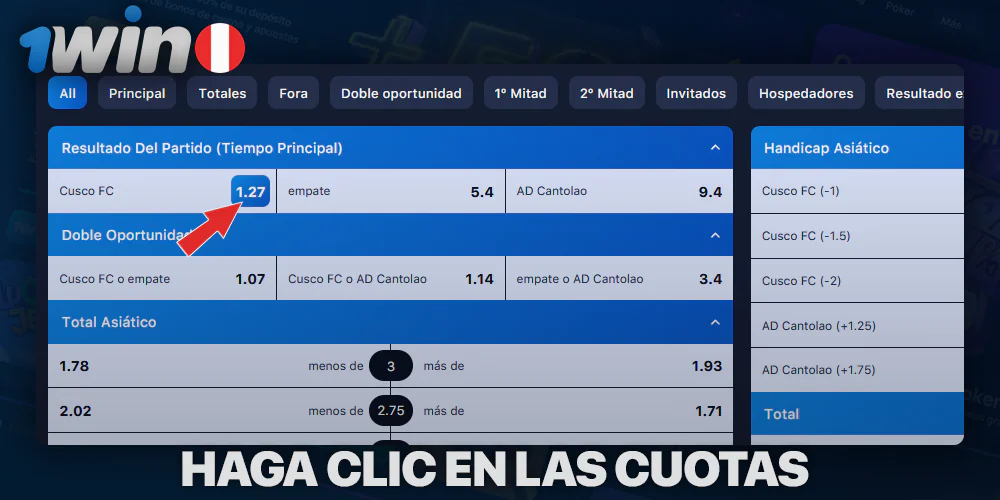 Elija un coeficiente en 1Win