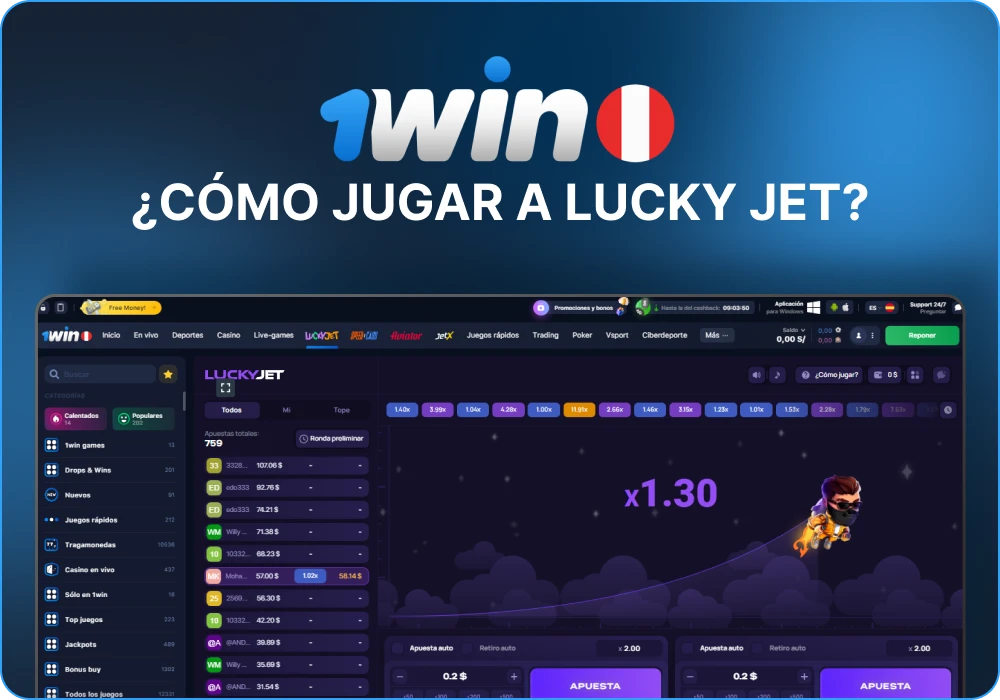 Etapas del juego Lucky Jet en 1win
