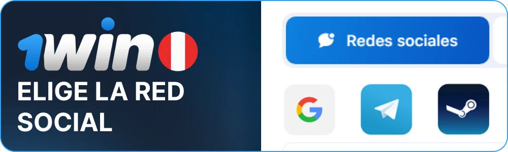 Elige una red social para registrarte en 1win