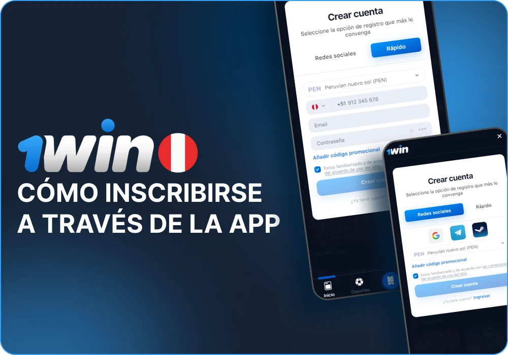 Inscripción en la aplicación 1win