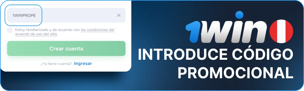 Introduzca el código de bonificación 1win