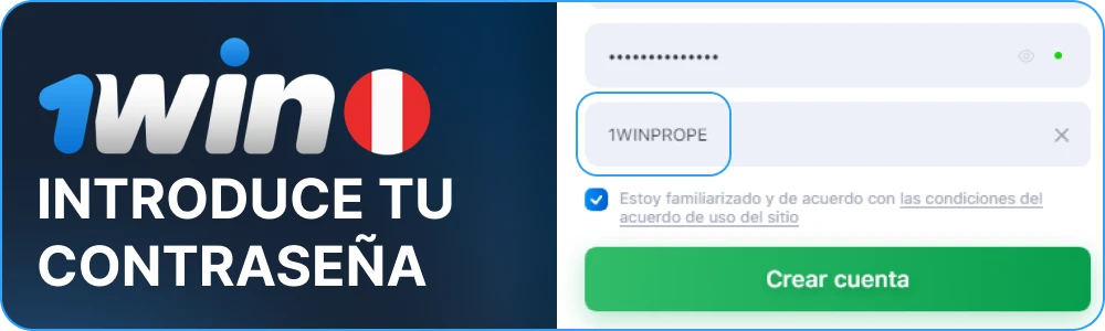 Introduce el código promocional 1win