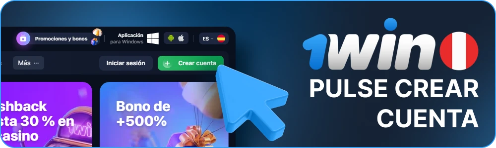 Pulse Crear cuenta de la esquina de 1win
